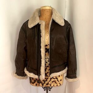 Genuine leather fur lined winter coat.